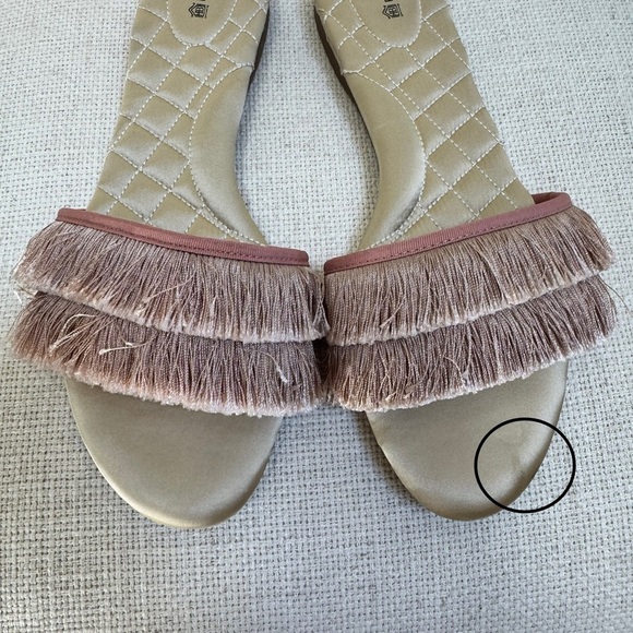 BIRDIES The Sparrow Blush Pink Fringe Slides Sandals Size 11 - Picture 14 of 16